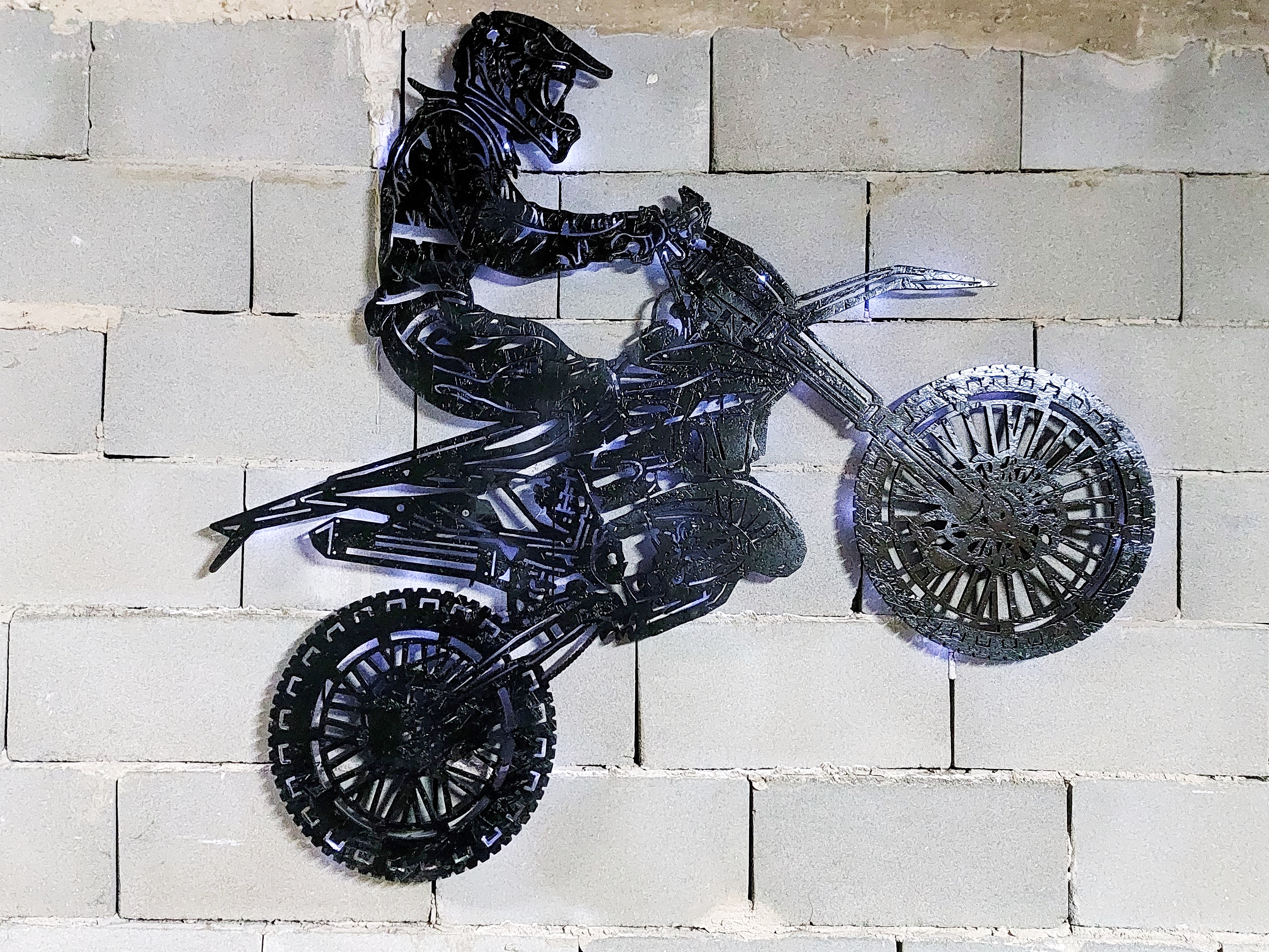 ​Панно на стену с подсветкой - мотоциклист