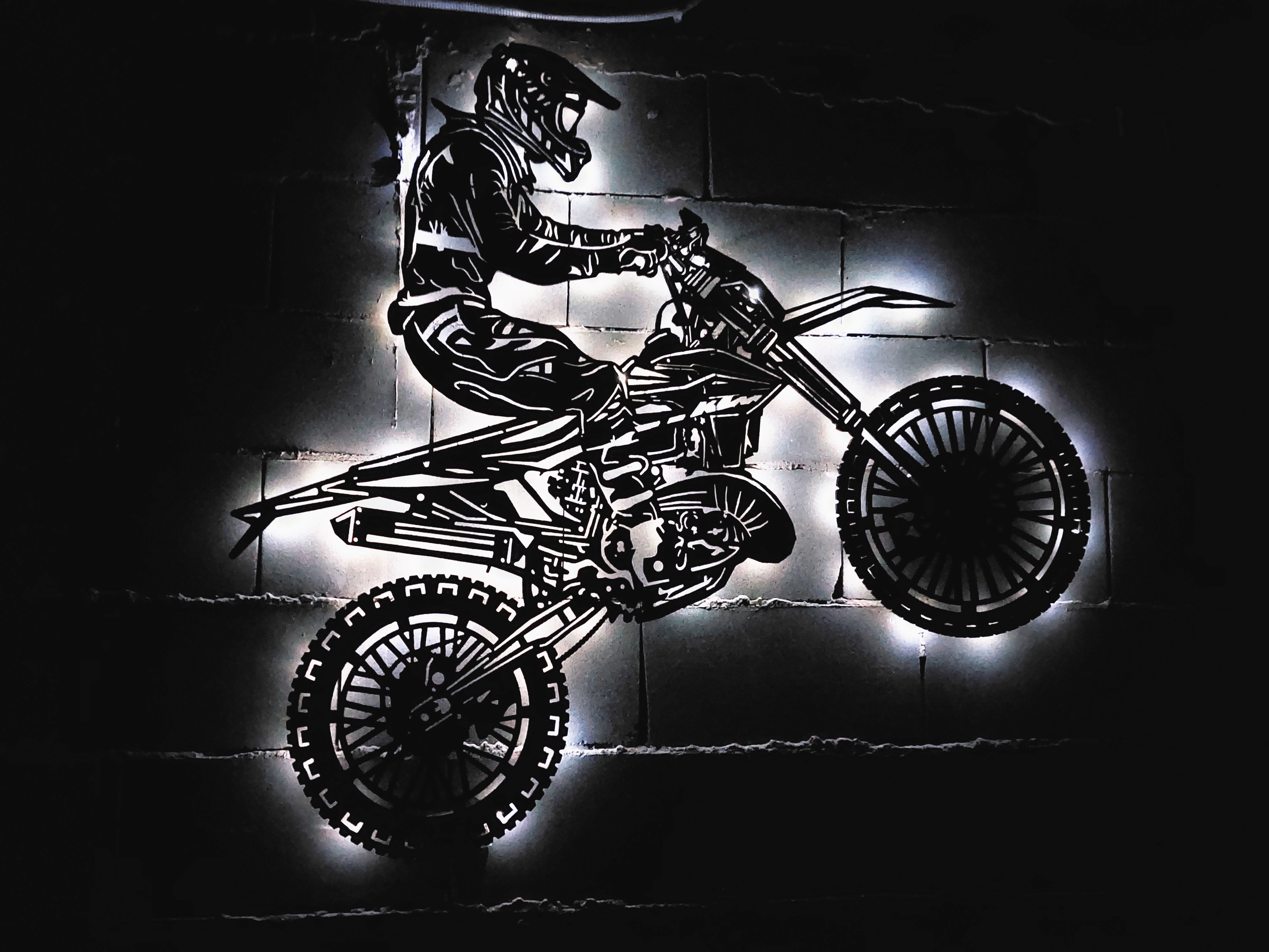 ​Панно на стену с подсветкой - мотоциклист